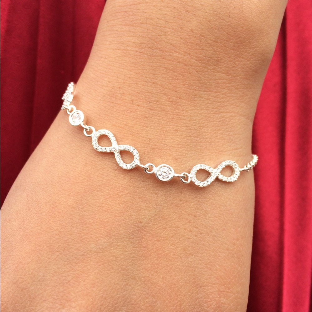 Bitter Sweet Jewelry triple pavé infinity sterling silver bracelet - Picture 2 of 4